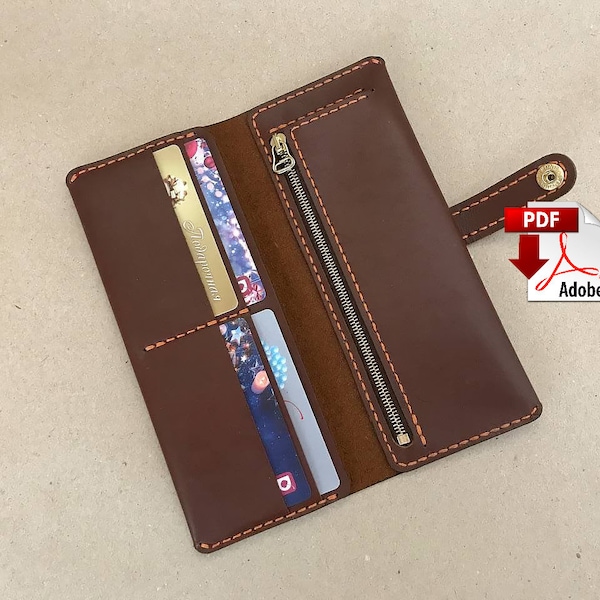 Slim Long | Passport wallet | Leather wallet pattern PDF