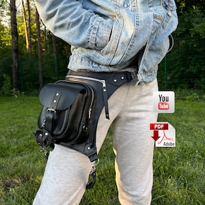 Biker Hip Motorrad Beintasche Leder Muster