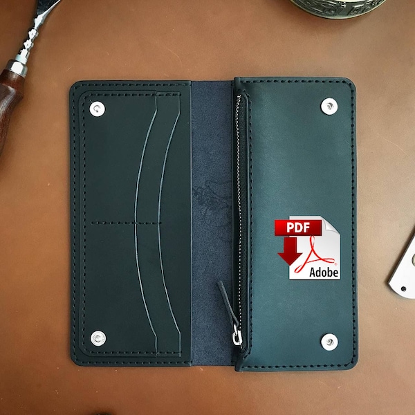 Biker wallet - Passport wallet - Leather wallet pattern