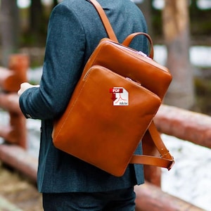PDF Schnittmuster City Style Ledertasche Schnittmuster - Crossbody Laptop Tasche mit Reißverschluss Templat