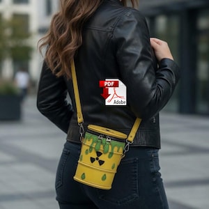 Modello in pelle PDF - Borsa a tracolla piccola - Borsa a secchiello