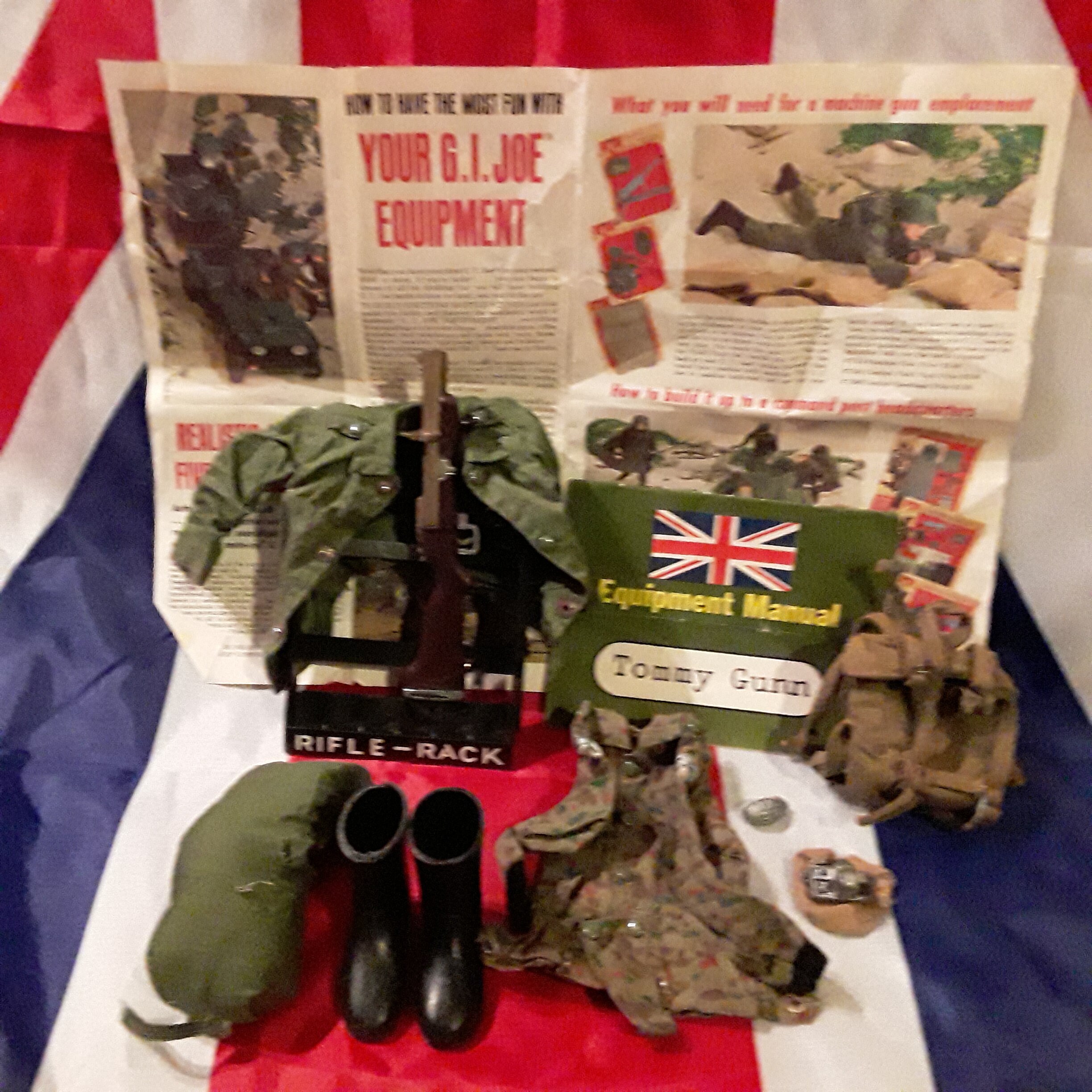 GI JOE BRITISH Tommy Gun 1960s Uniforms and Accessories Including Gun