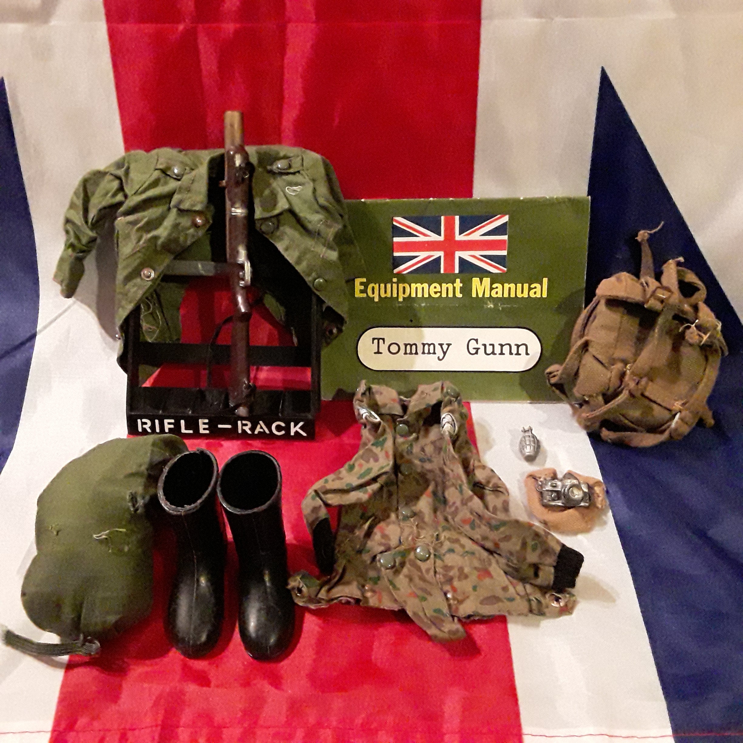 GI JOE BRITISH Tommy Gun 1960s Uniforms and Accessories Including Gun