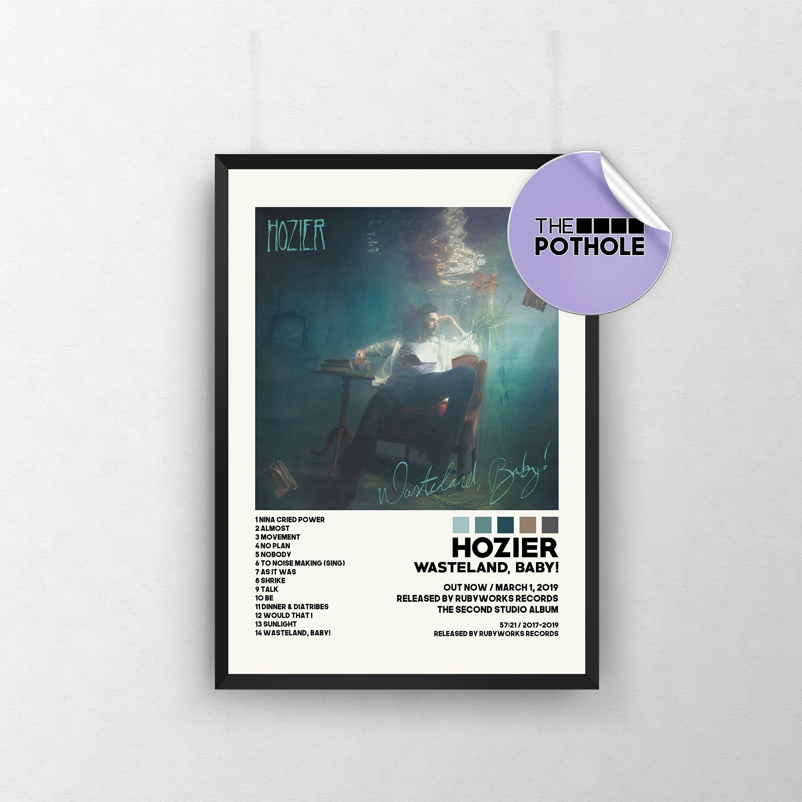 Hozier Posters / Wasteland, Baby Poster, Tracklist Album Cover Poster