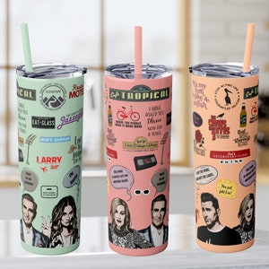 Schitt&#39;s Creek Skinny Tumbler with Straw, 20oz, David Rose, Ew David, Rosebud Motel, love the wine not the label,