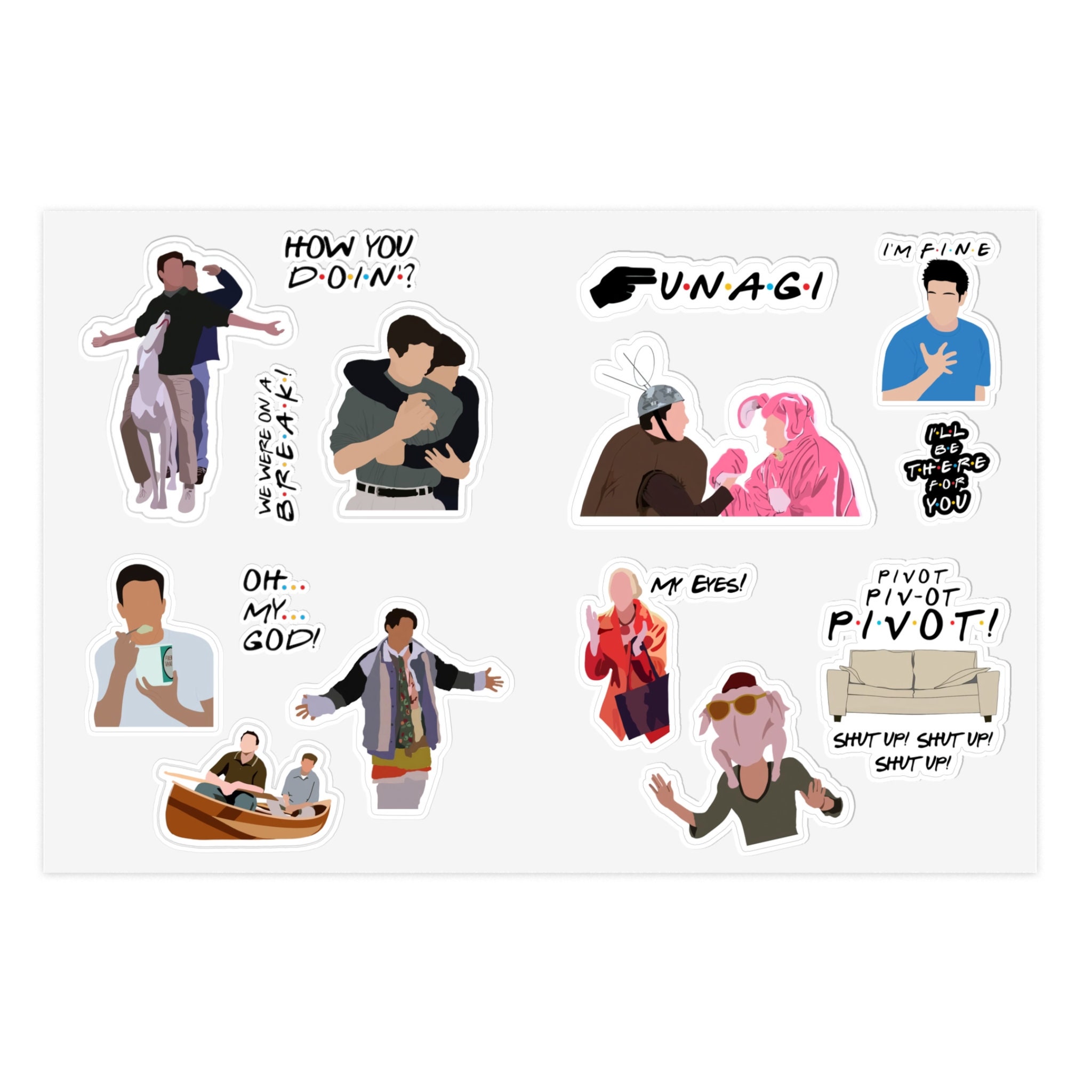 Pivot Friends Sticker Friends Characters Sticker Sheets, Vinyl, Unagi, Pivot, - Etsy