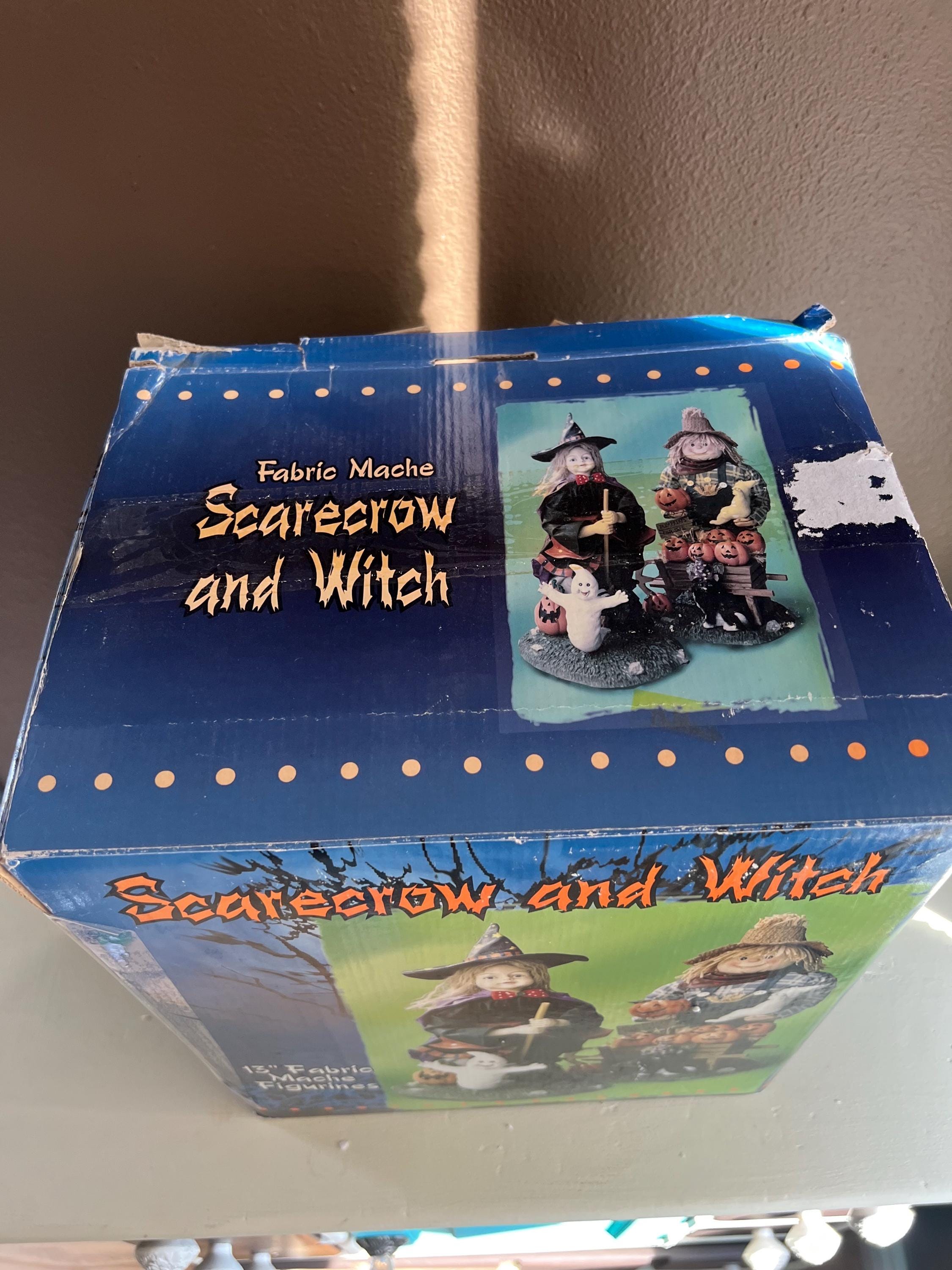 Halloween Fabric Paper Mache Poly-resin Witch and Scarecrow Large 13 ...