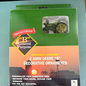 John Deere Model B Special Edition Ornaments 6 PC Set Christmas Tractor NEW
