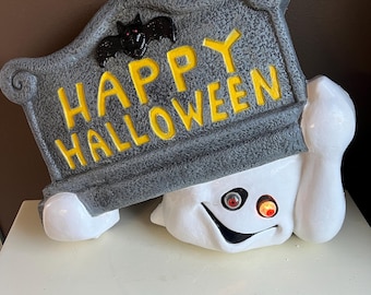 Vintage Halloween Ghost Tombstone Sign/ Yard Decor - Eyes Light Up and Blink
