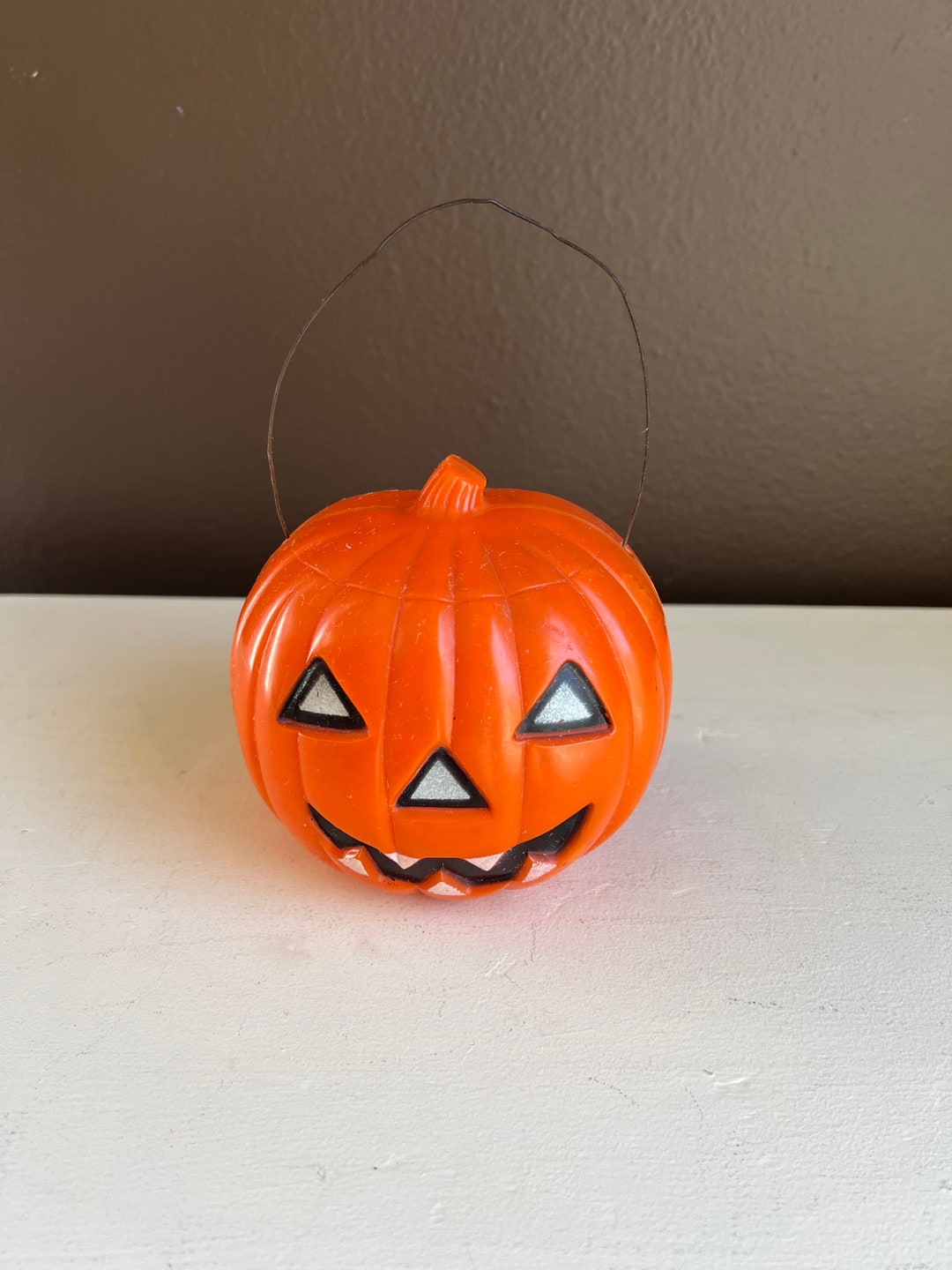 Vintage Rosbro Jack O Lantern - 1950s Hard Plastic - Wire Handle Intact ...