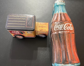 Vintage Coke Tins - Coca Cola Delivery Truck Working Wheels And Coke Bottle