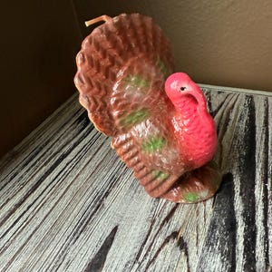 Vintage Turkey Thanksgiving Fall Autumn Candle  5&quot; Unburned