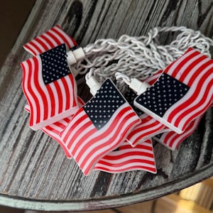 10 Flag String Lights Indoor/Outdoor Tested 8’ Lighted Length