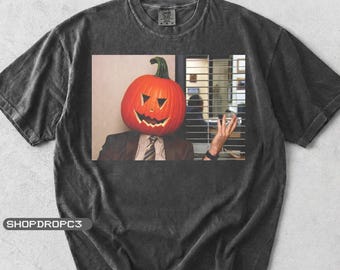 Dwight Schrute Pumpkin Head Shirt, The Office Vintage Shirt Tee, Spooky Season Gift, Unisex Comfort Color ® Schrute Pumpkin Tee