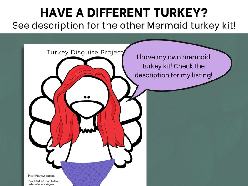 Mermaid - Turkey in Disguise | Disguise a Turkey Kit | Turkey Kids ...