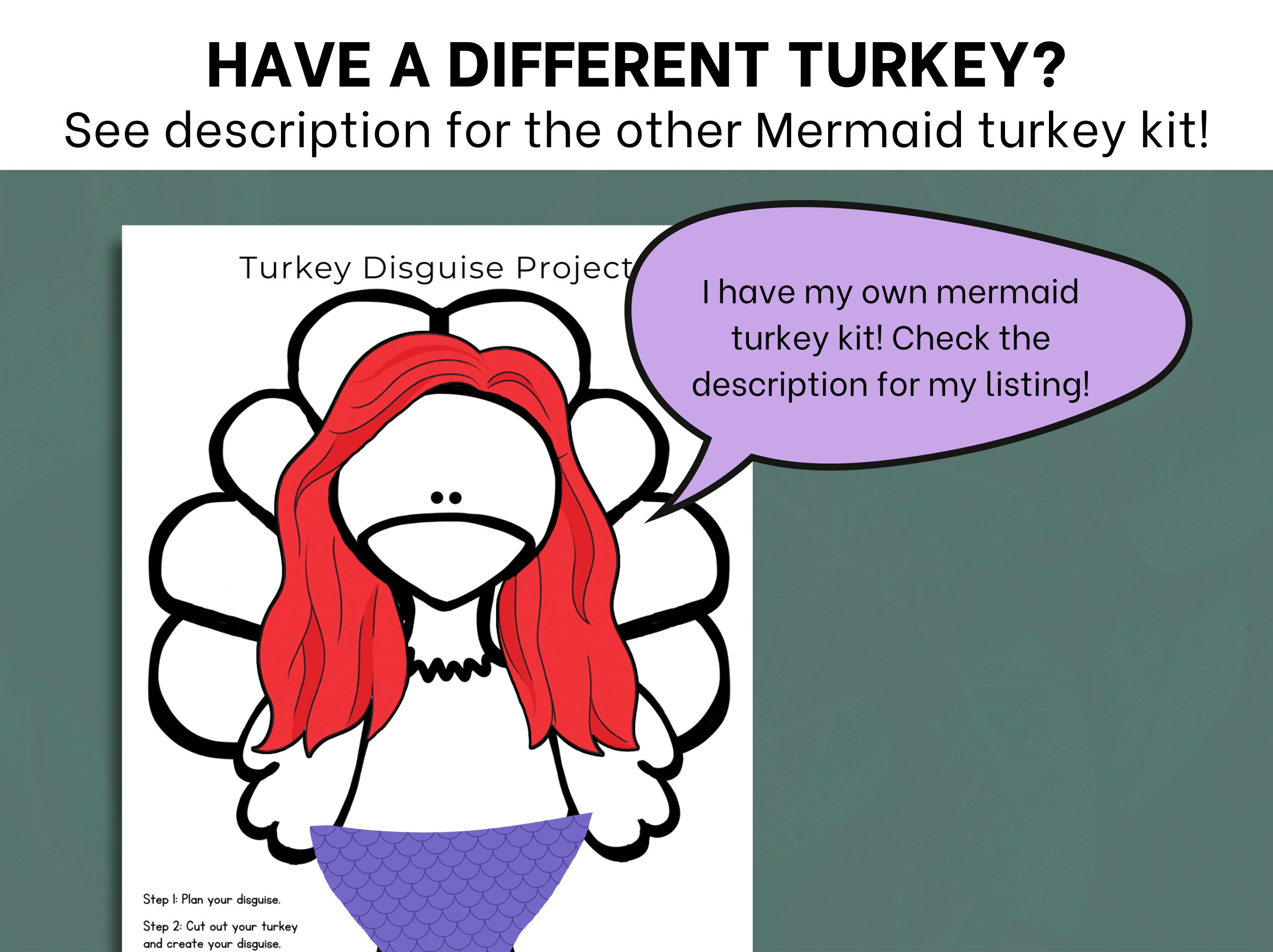Mermaid Turkey In Disguise Disguise A Turkey Kit Turkey Kids Craft 