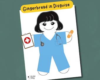 Nurse Gingerbread Disguise | Kids' Gingerbread Craft Template
