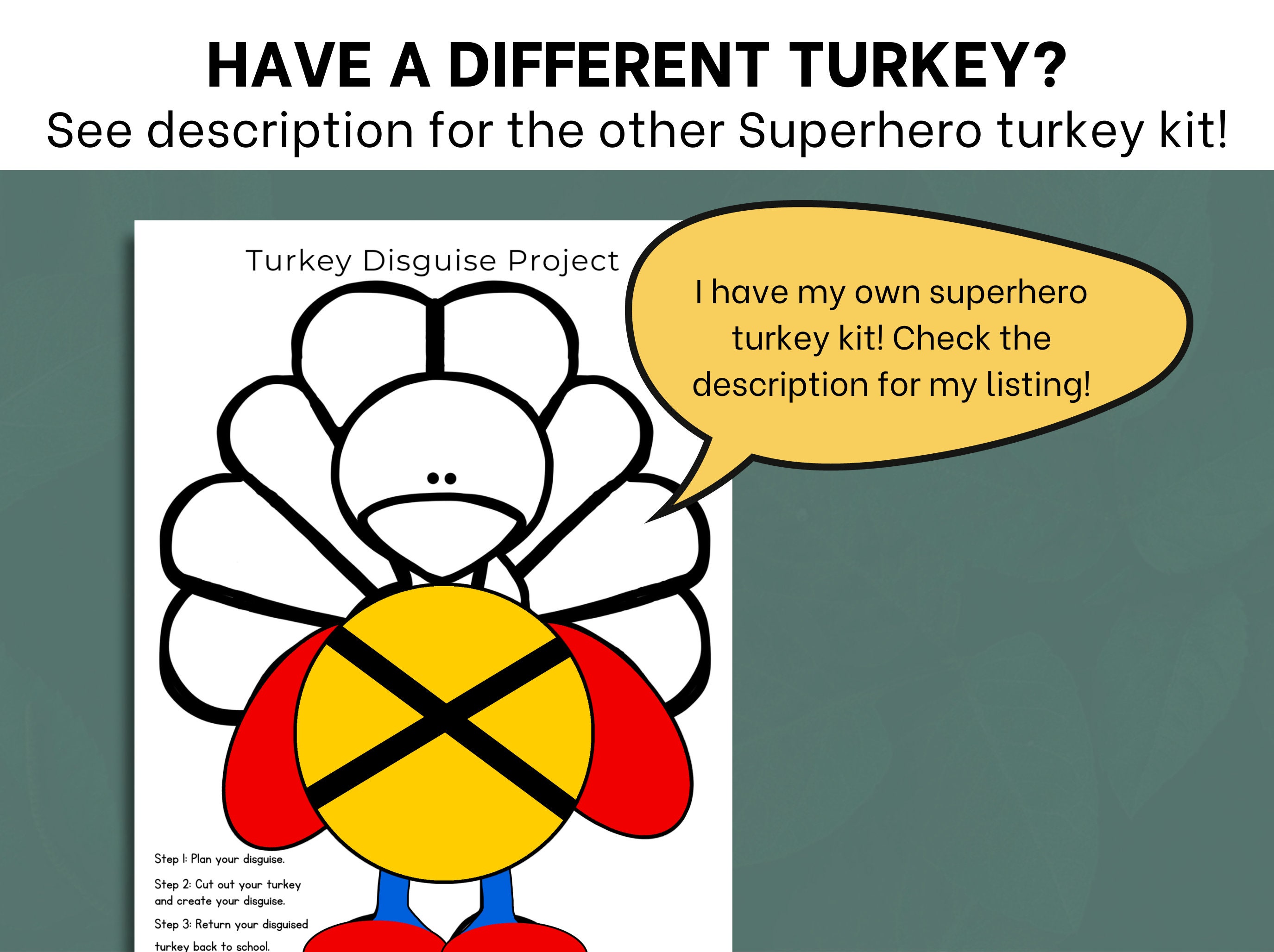 Superhero Turkey in Disguise Disguise a Turkey Kit Turkey Kids Craft