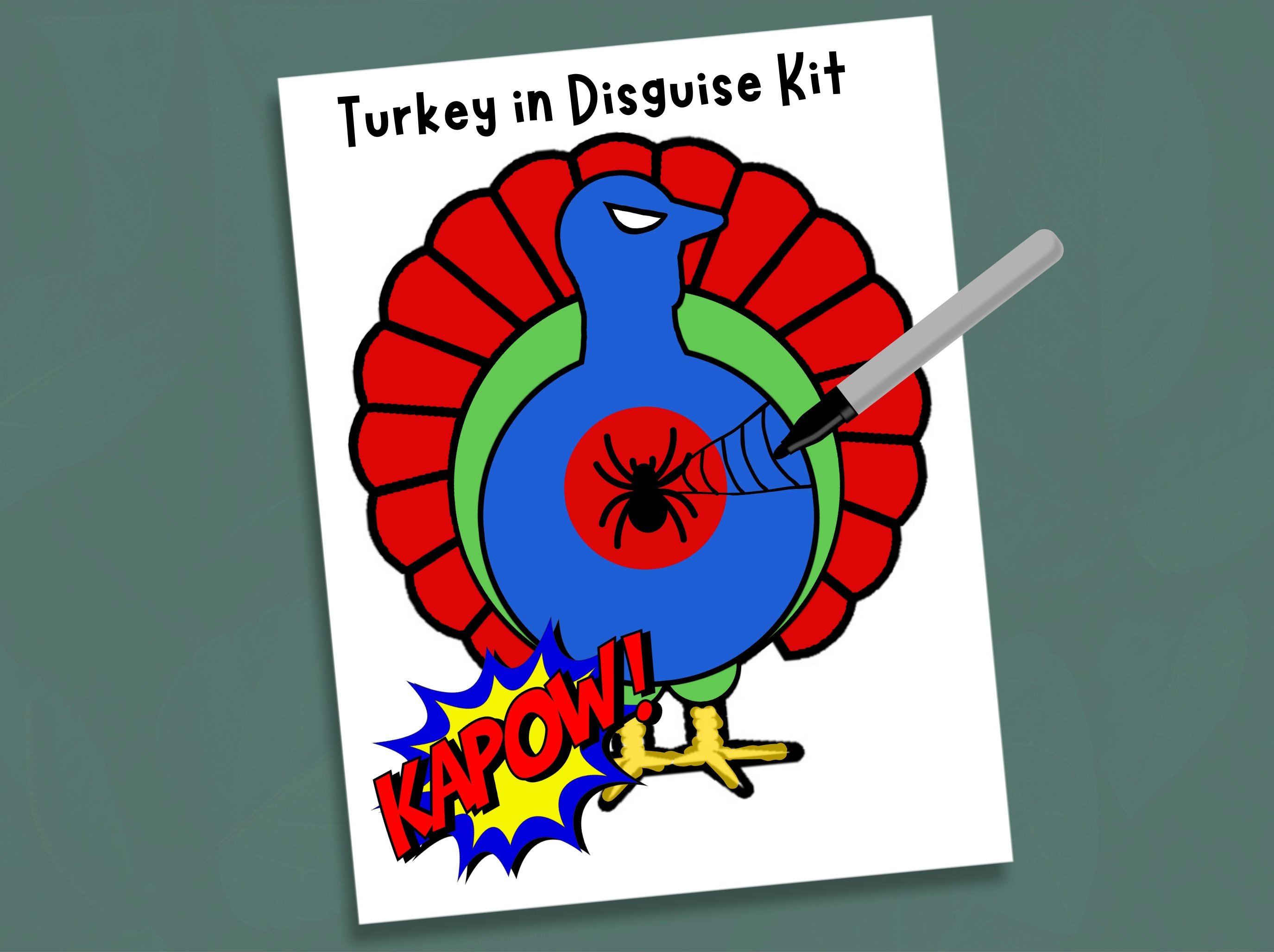 Superhero Turkey in Disguise Kit: Kids Thanksgiving Craft (Digital…