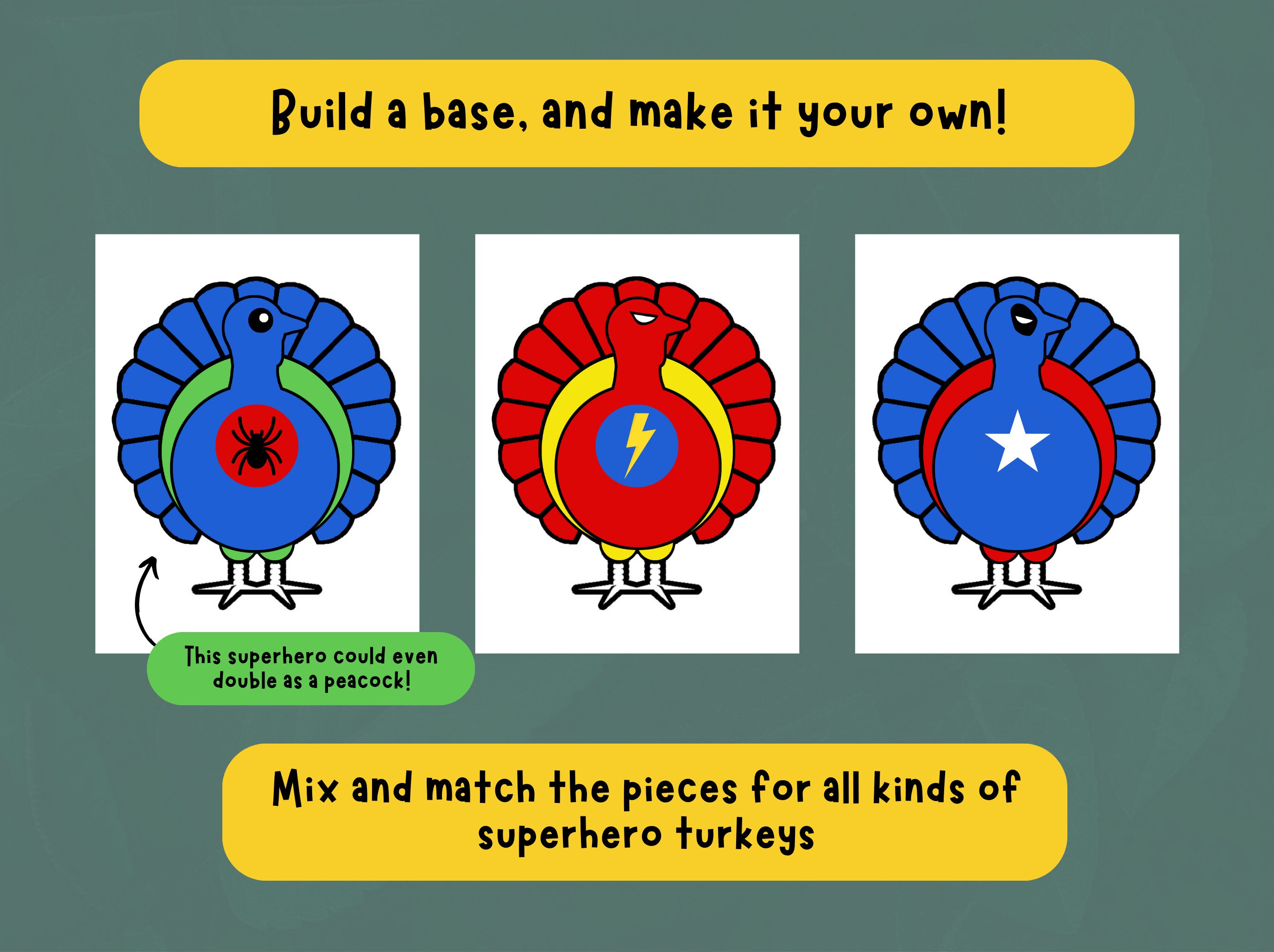Superhero Turkey in Disguise Disguise a Turkey Kit Turkey Kids Craft