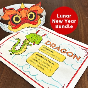 BUNDLE Lunar New Year 2025 | Lunar New Year Paper Crown Craft AND Chinese New Year Coloring Pages | Year of the Snake 2025 Activities