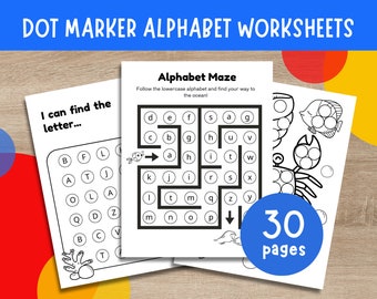 Dot Marker Alphabet Worksheets | Do-A-Dot Toddler Activity | A-Z Learning