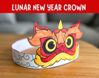 Lunar New Year Lion Dance Paper Crown Craft (PDF Pattern)