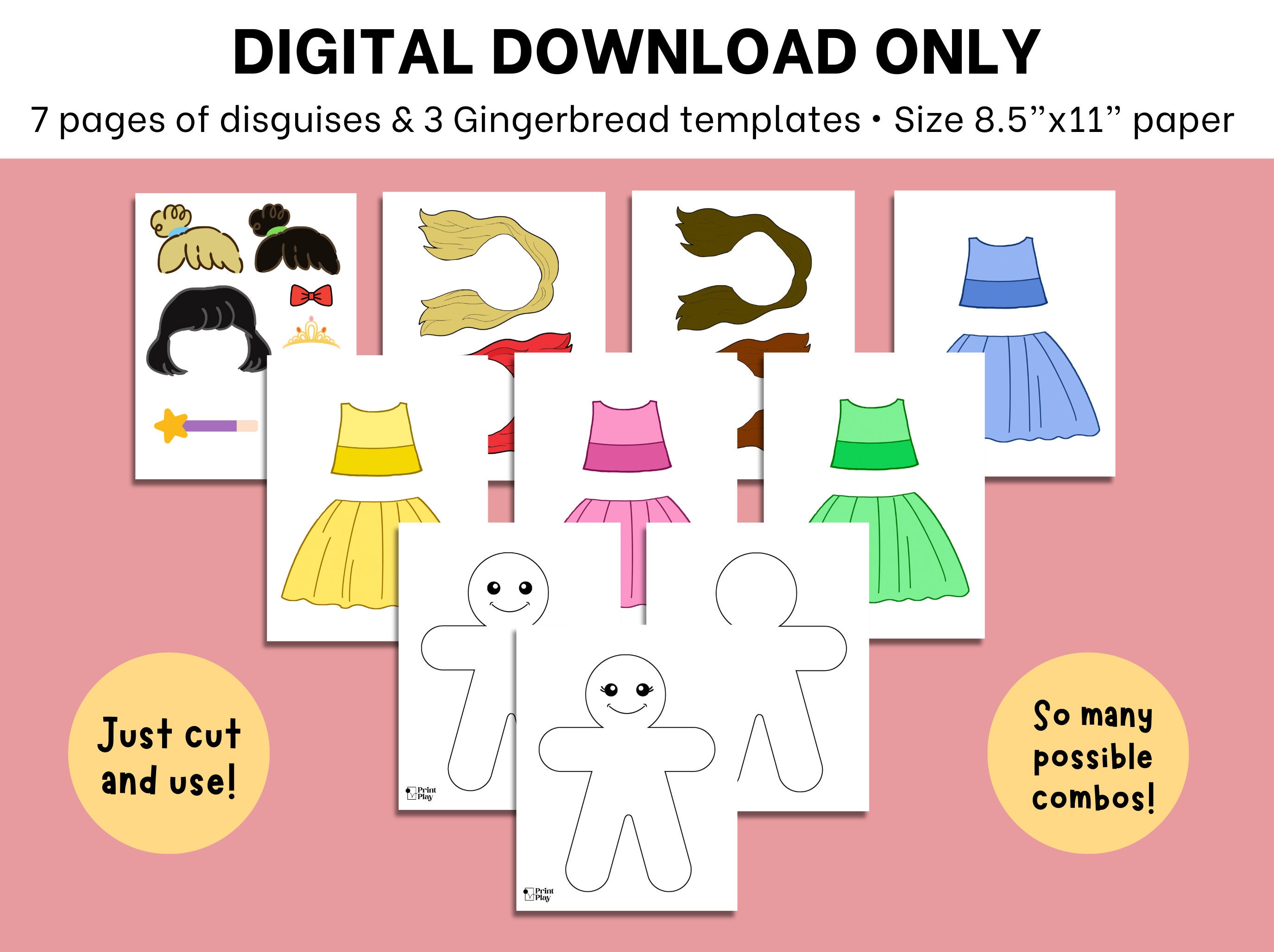 Princess Gingerbread Disguise Kids' Gingerbread Craft Template Etsy