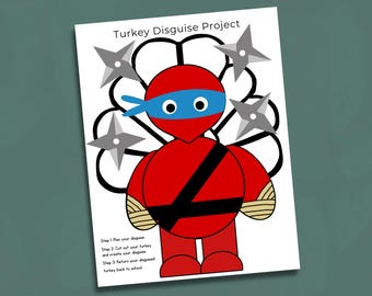 Ninja Turkey Disguise Kit: Kids Craft (Digital Download)