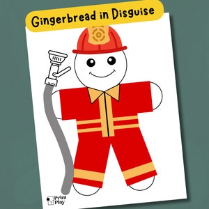 Firefighter Gingerbread Disguise | Kids&#39; Gingerbread Craft Template