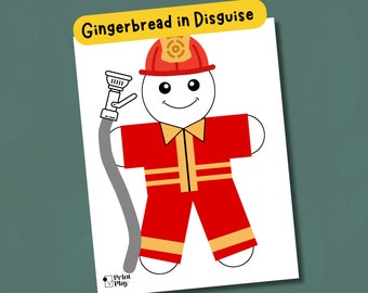 Firefighter Gingerbread Disguise | Kids' Gingerbread Craft Template