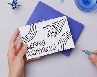 Tarjeta de cumpleaños imprimible: Página para colorear (PDF)