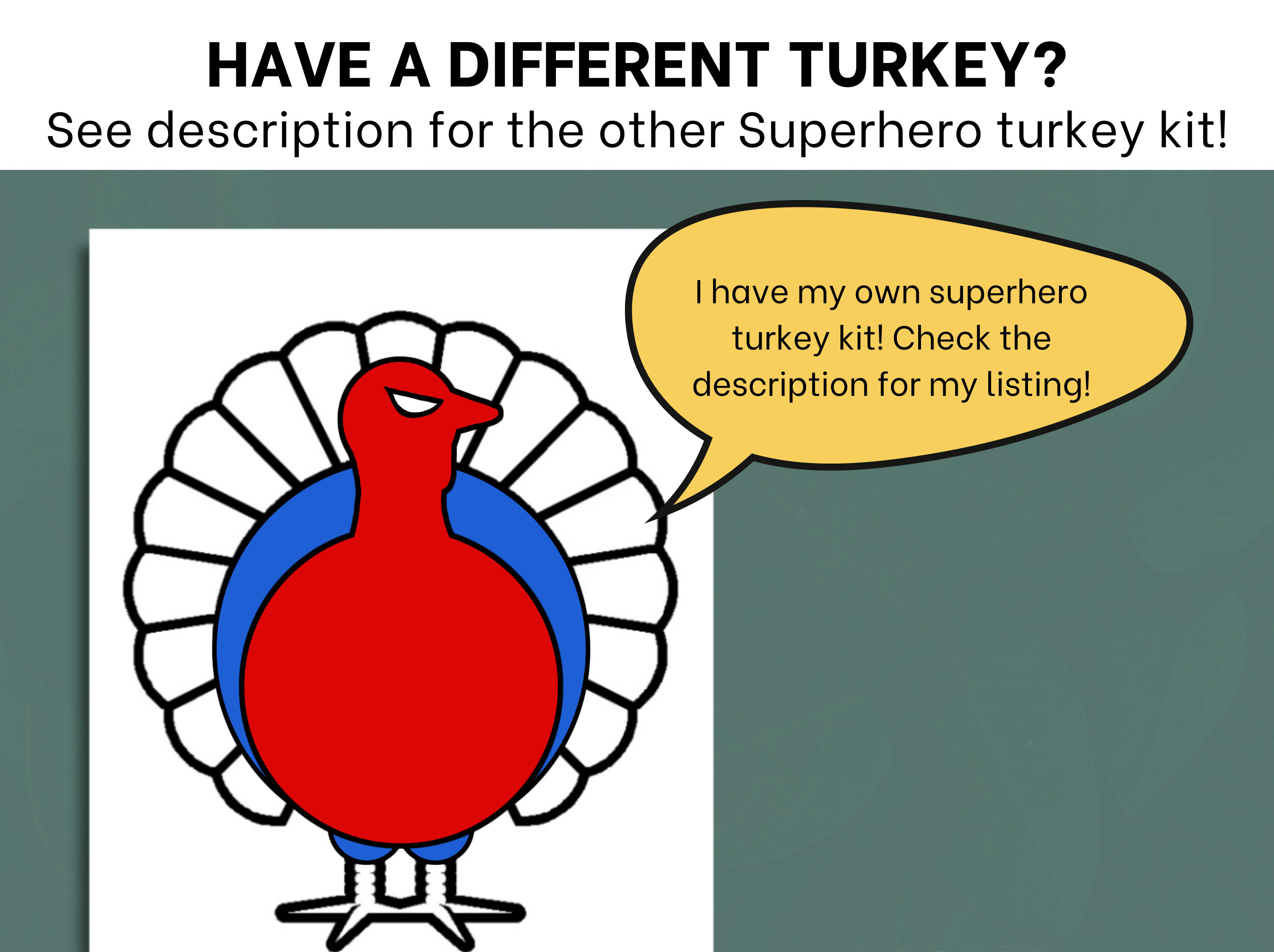 Superhero Turkey in Disguise Disguise a Turkey Kit Turkey Etsy