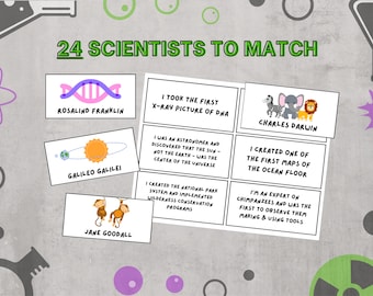 Match-the-Scientist Party Game for Kids | Printable Instant Download | 2 Game Play Versions