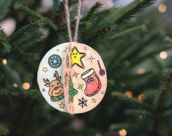 Printable Christmas Ornament | DIY Ornaments for Kids | Color Me Paper Ornament Craft