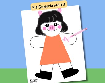 Pig Gingerbread Disguise | Kids' Gingerbread Craft Template | Paper Doll Activity