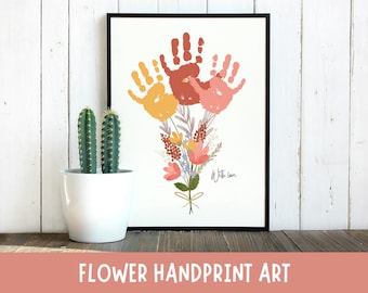 Flower Hand Print Art Keepsake | Kids Mother's Day Gift Activity | Birthday Handprint DIY Gift