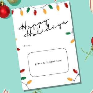 Porta-cartão-presente para impressão de boas festas | Porta-cartões de presente de Natal para professores para impressão | titular do vale-presente 5x7