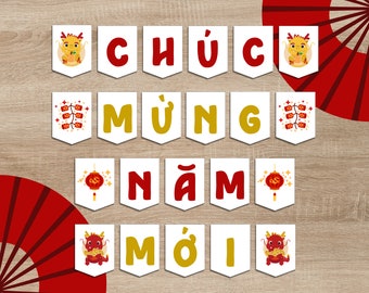 Tết Printable Banner | Chuc Mung Nam Moi Banner | Vietnamese New Year Decorations