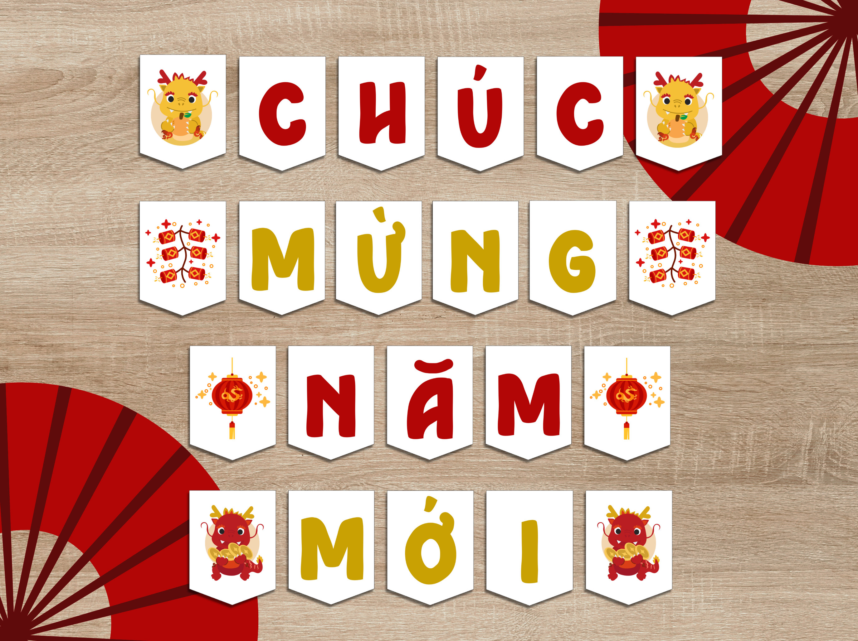 Tết afdrukbare banner | Chuc Mung Nam Moi-banner | Vietnamese  nieuwjaarsversieringen - Etsy België, image size:2750x2056