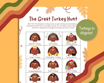 Printable Thanksgiving Turkey Hunt Game: Turkeys in Disguise (PDF)