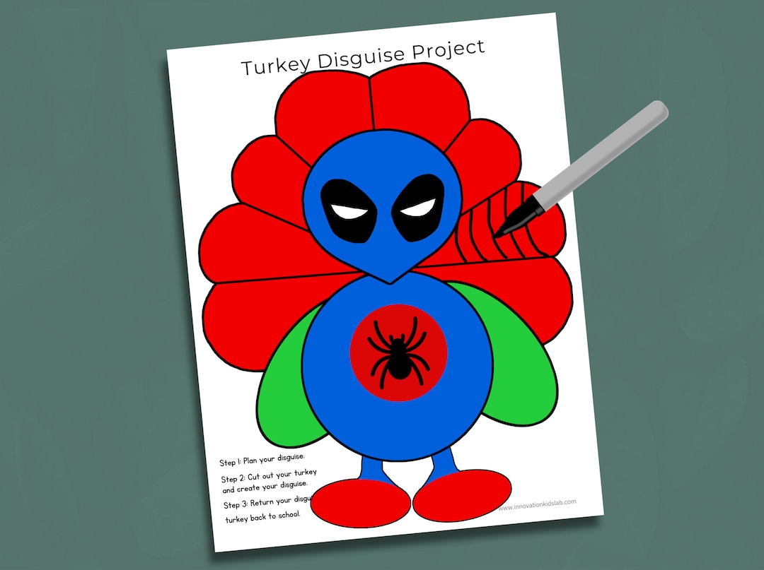 superhero turkey in disguise kit: kids thanksgiving craft (digital