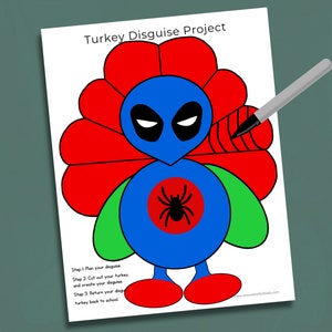 Superheld Turkije in vermomming | Vermom een Turkije Kit | Turkije kinderknutsel | Bouw je eigen superheld