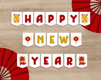 Lunar New Year Printable Banner: Red & Gold Decor (PDF)
