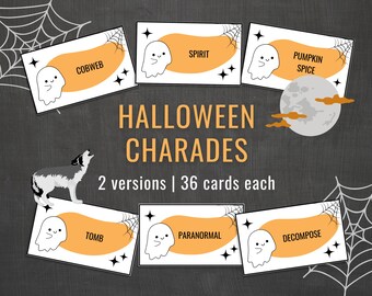 Halloween Charades | Halloween Party Game | Hard and Easy Version | Adult & Kid Friendly
