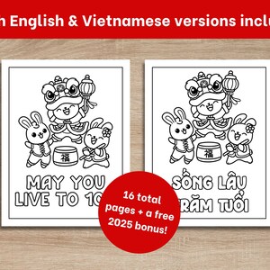 BUNDLE Bi-lingual Lunar New Year Coloring Pages | Vietnamese New Year ...