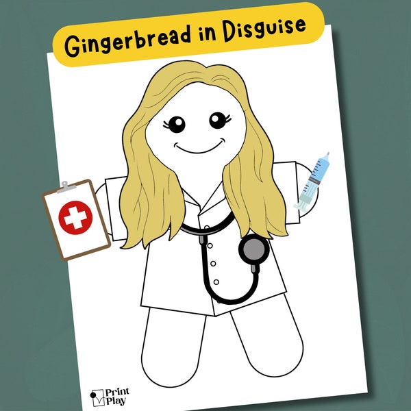 Doctor Gingerbread Disguise | Kids' Gingerbread Craft Template