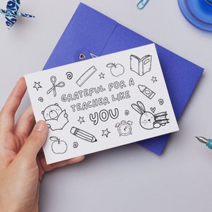 imprimable de remerciement pour professeur | Cadeau de remerciement pour enseignant | Carte de professeur de fin d'année