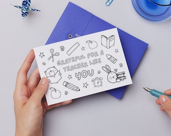 Printable Teacher Thank You Card: Kids Coloring Page (PDF)
