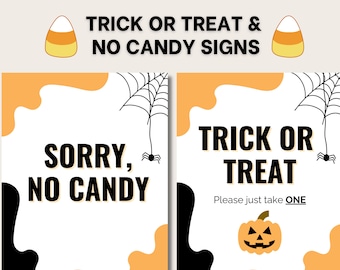 Halloween Trick or Treat Sign | Sorry, No Candy Sign | Printable Instant Download